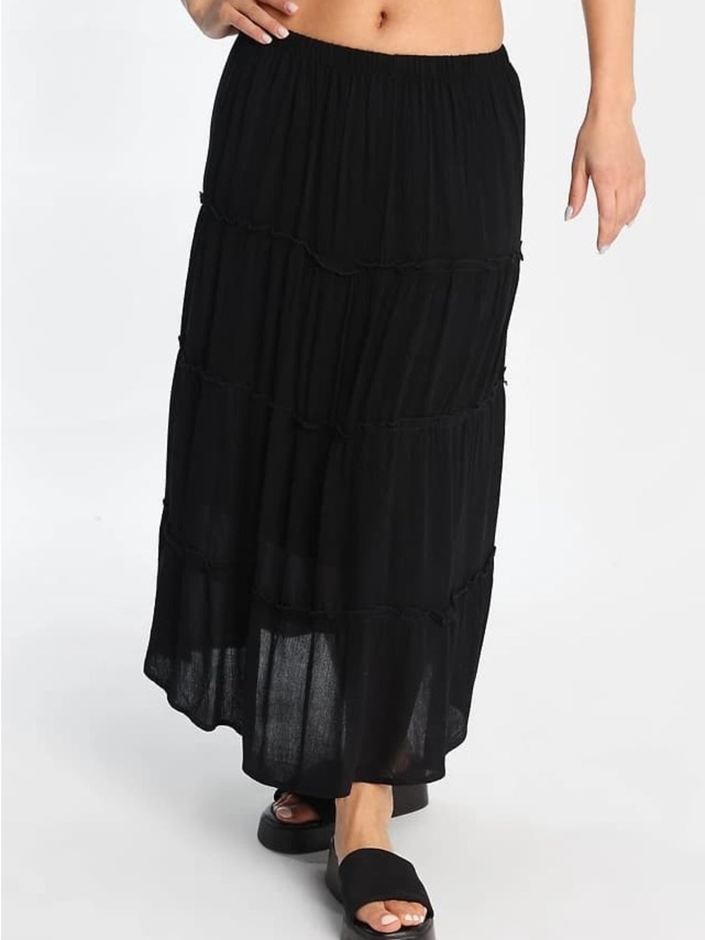 Black Tiered Maxi Skirt